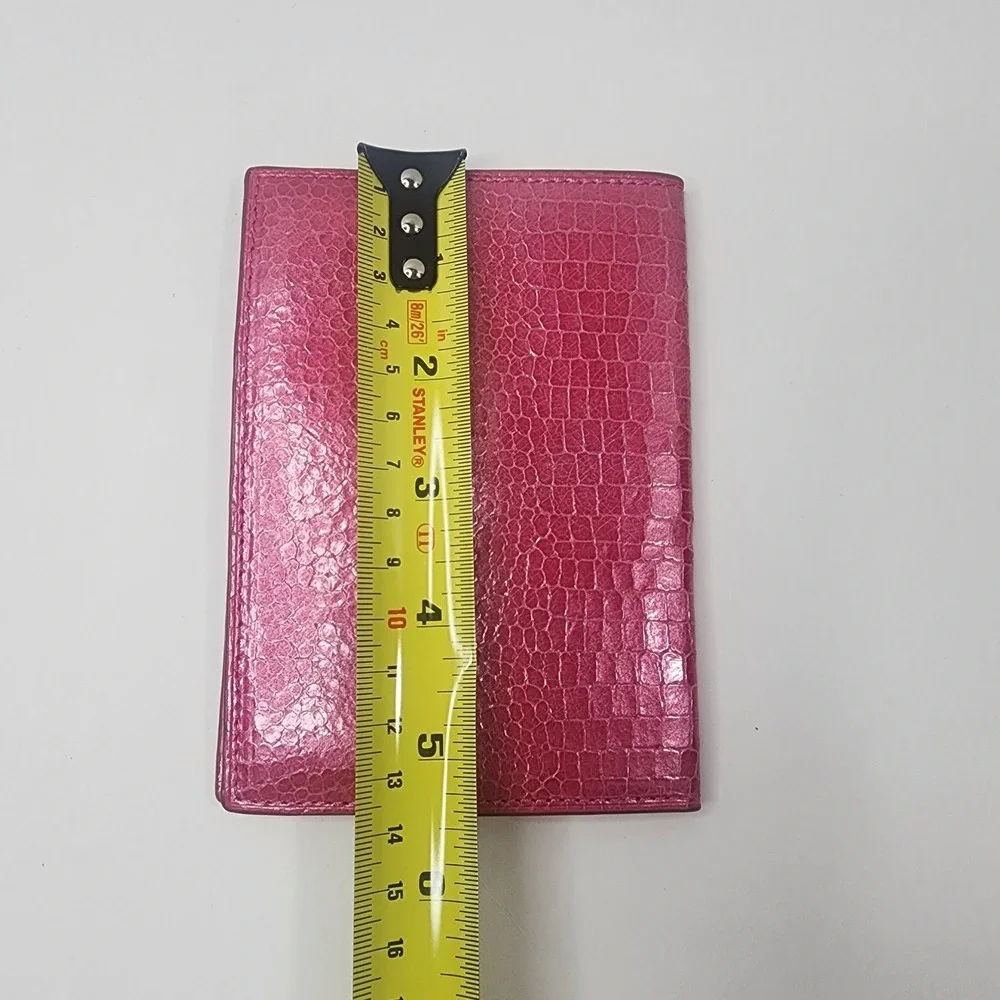 TUMI Crockadile Print Hot Pink Leather Travel Wallet Passport Cover Organizer